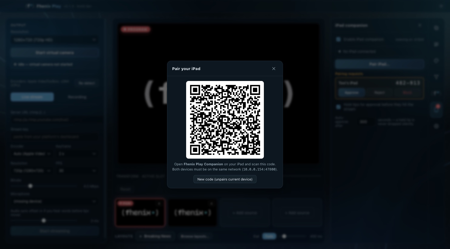The desktop pairing modal showing the QR code